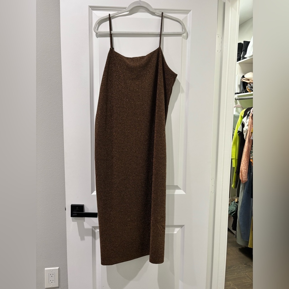 H&M Metallic Brown Blouse